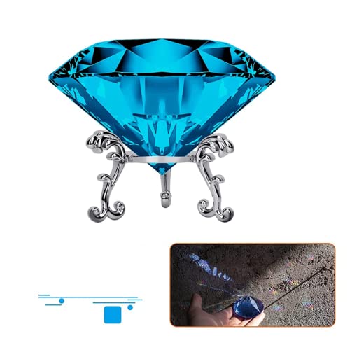 Diamant en cristal bleu clair de 3,15 pouces avec support pour table - 4