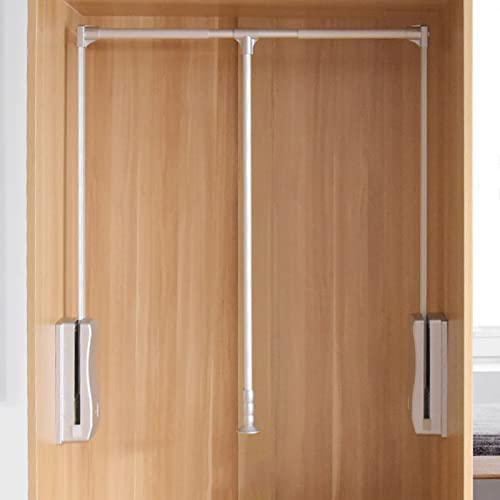 LOLPIP Kleiderstange Herunterziehen, Kleiderstange Anheben, Kleiderstange Mit Verstellbarer Breite, Kleiderstange Für Schränke, Weiche Rückkehr, Zum Platzsparenden Aufhängen Von Kleidung,670-1200mm Cover