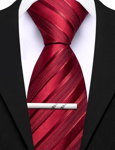 Image of Barry.Wang Mens 6 PCS Ties Silk Striped Paisley Check Floral Necktie Silky Woven Wedding Business Party Ties 3.34 inch