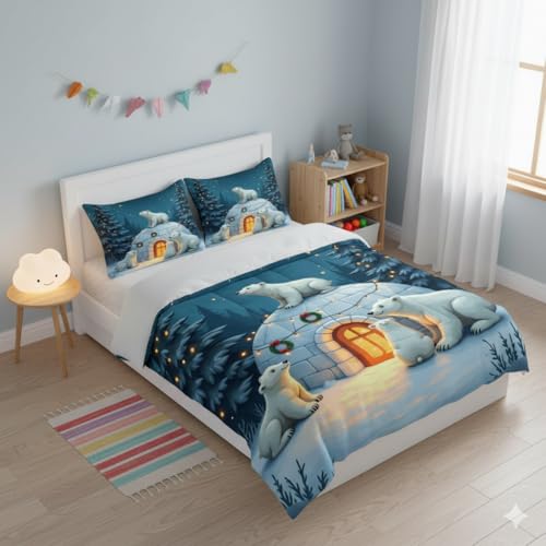 Image of Premium 7D Printed King Size Bedsheet Set with Pillow Covers Soft Cotton Blend Double Bedsheet for Home (Pillow Covers :18x28 inches Bedsheet :90x100 Blue)