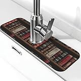 Fonction : ce tapis de robinet d'évier rétro imprimé livres absorbe efficacement l'eau autour de votre évier, évitant les flaques d'eau. La protection anti-éclaboussures d'eau pour évier sert également de tapis de robinet, gardant votre plan de travail impeccable et élégant tout en protégeant les accessoires d'évier environnants