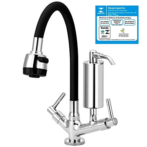 Torneira Gourmet Preta Filtro Slim Cozinha Mesa C51
