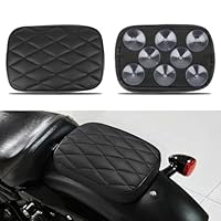 DREAMIZER Motorrad Leder Sozius Situpad mit 8 Saugnäpfen Leder hinten Sozius Sitzkissen Kompatibel mit Harley Bobber Sportster Softail Touring XL 883 1200 Cruiser Custom
