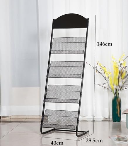 TUKA-i-AKUT Soporte para Revistas Suelo Expositor de Pie para Folletos, 4 Estantes Revistero para Presentación de Literatura Portafolletos Catálogos, Soporte de Acero, 40x29x146CM TKD8687 - imagen 2