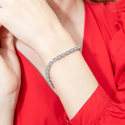 Tennis Bracelet,Sterling Silver Adjustable Bracelet D Color VVS1 Round Brilliant Cut Lab CreatedDainty Bracelet for Women3