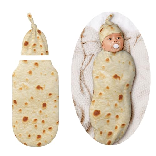 Image of Tortilla Swaddle Blankets Soft Receiving Blanket Burrito Baby Swaddle Wrap for Baby Girls Boys