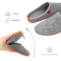 Andres Machado Unisex Hausschuhe für Damen und Herren für Sommer und Winter - Slipper/Pantoffeln Dynamic, Grau Orange, 44 EU – Ansicht 4