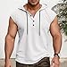 Aniywn White Tank Tops Men with Hooded Sleeveless Workout Quarter Button Shirts Summer Beach Athletic Fit Gym Tees Shirts