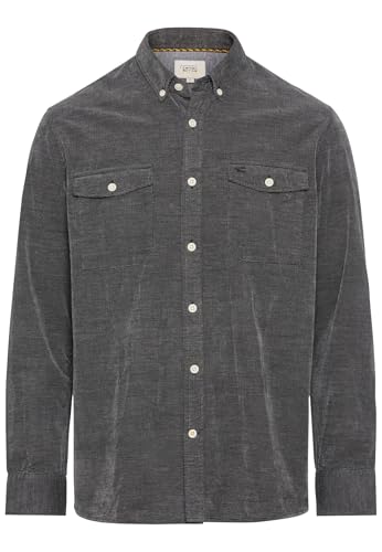 camel active Herren Langarm Hemd in Regular Fit aus Cord Dunkel Grau,...