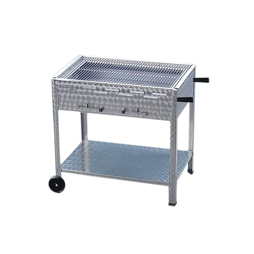 BSR-Grillen Holzkohlegrill Grillwagen mit Rollen Kohlegrill aus Edelstahl 81x53x80 cm Grillfläche 76x47 cm ideal für Privat Verein Catering Gastronomie (Grillrost verchromt)