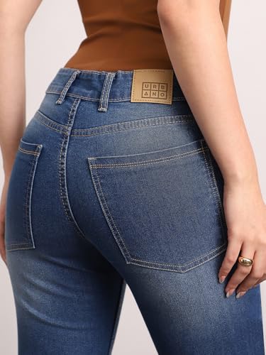 Image of Urbano Fashion Women's Mid Rise Bootcut Washed Jeans Stretchable