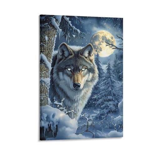 Affiche loup décoration murale peinture sur toile moderne pour salon et chambre 40x60cm