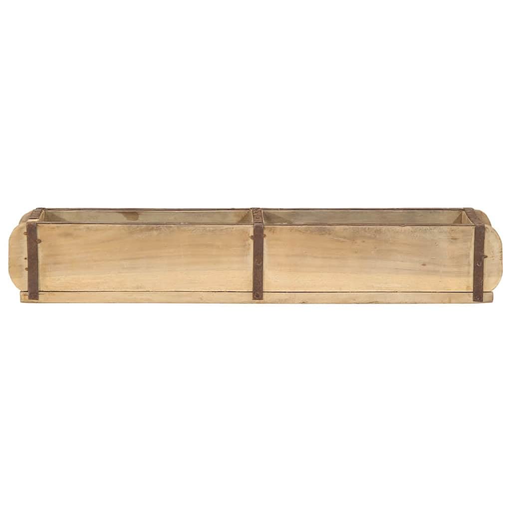 Bandeja de 4 piezas marrón, 57 x 15 x 9 cm, de madera reciclada maciza, bandeja de servicio rectangular con acabado mate para interior y exterior