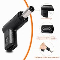KUOQIY USB C auf DC 12V Adapter, USB 3.1 Typ C USB-C Buchse auf DC 5.5x2.1 mm Stecker Adapter PD Emulator Trigger 90 Grad Abgewinkelt, für Router, Optische Modems, Überwachungsgeräte – Ansicht 3