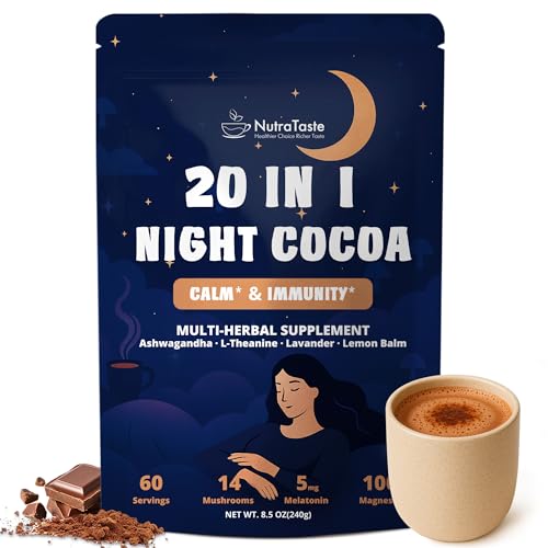 60 Servings Mushroom Hot Cocoa for Sleep, Calm & Immunity