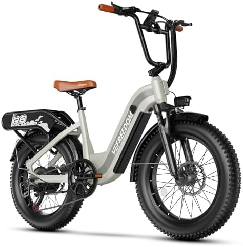 Ihahvc 1500W Peak Motor Electric Bike for Adults Up to 80 Miles 30MPH Dirt Ebike 20" x 4 Fat Tire 48V 20Ah Removable Battery Mountain E Bike Commuter Full Suspension Bicycles for Men Women Beige