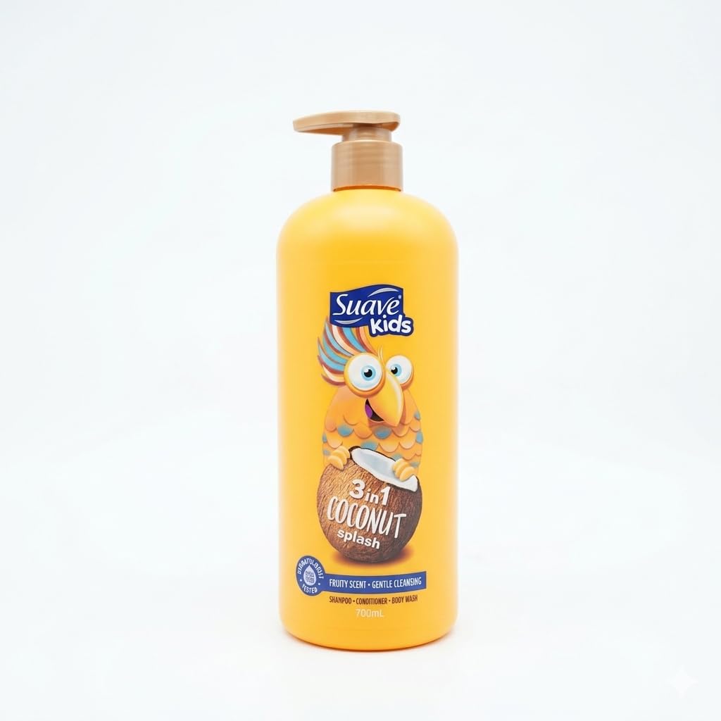 Suave Kids 3-in-1 Shampoo Conditioner & Body Wash Coconut Splash 700ml | Tear-Free Gentle Formula for Children | Fresh Coconut Scent-image-48