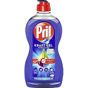 Pril Kraft Gel Ultra Plus (450 ml), handafwasmiddel met de hoogste vetoplossende kracht, voor schoon servies, ook in…