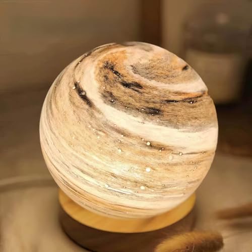 Rolamumu Lámpara de noche de planeta, lámpara de mesa de noche de cristal de 3 tonos - decoración del hogar, decoración del hogar, regalo creativo para niñas (color: B, tamaño: carga táctil_pequeño)