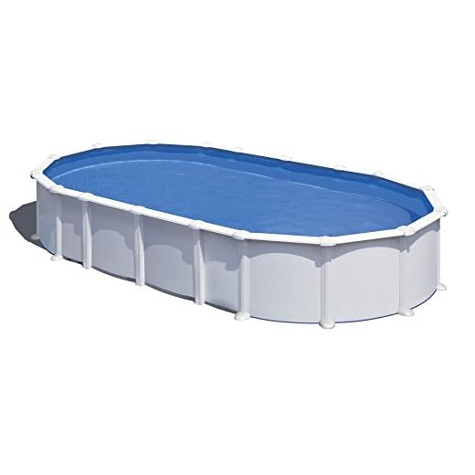 Piscina De Acero Elevada,Ovalada Con Aspecto Acero Blanco. Piscinas Desmontables Para Jardín 730 X 375 X 132 Cm - Piscina Gre Kitprov7388 Haiti.