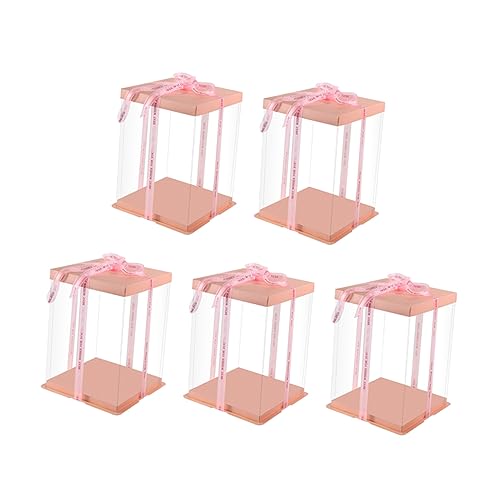 BRIGHTFUFU 5pcs Transparent Cake Carrier Box Storage Container for Cake Pastry Dessert Reusable Easy to Clean for Birthdays Holidays Special Occasions