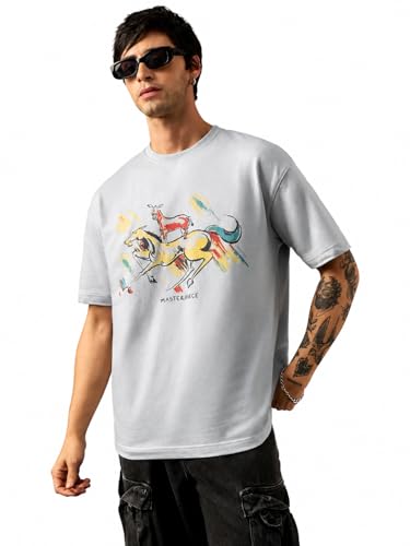 Image of The Souled Store Shemaroo Characters: Short Sleeves Round Neck Graphic Printed Cotton Oversized T-Shirts