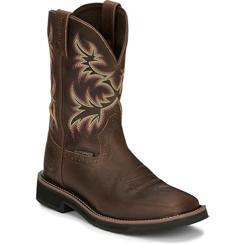 Justin Driller 11" Work Boot for Men's - Stampede Collection - Full Grain Leather, Rubber Outsole