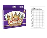 PlayMonster Five Crowns Card Game and Five Crowns Double Sided 130 Sheet Scorepad Bundle — 5 Suited Rummy-Style Card Game for Adults and Kids — for Ages 8+
