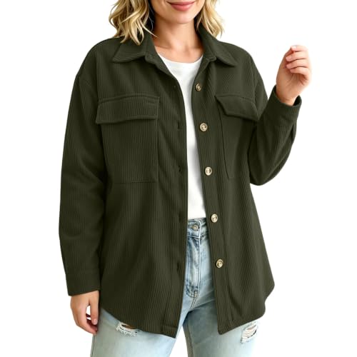 Corduroy Shirt Women Long Sleeve Button Down Oversized Jacket - image 3