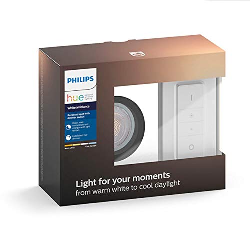 Preisvergleich Produktbild Philips Hue White Ambiance Milliskin - Einbaustrahler, silber, quadratisch 1er Erweiterung mit Fernbedienung