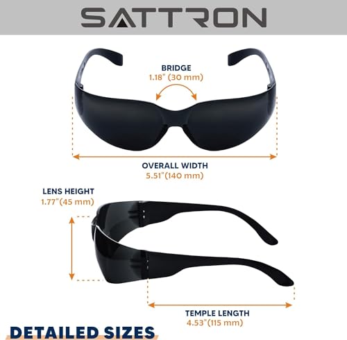 SATTRON BULK PACK Safety Glasses, Clear/Black Tinted Eye Protection