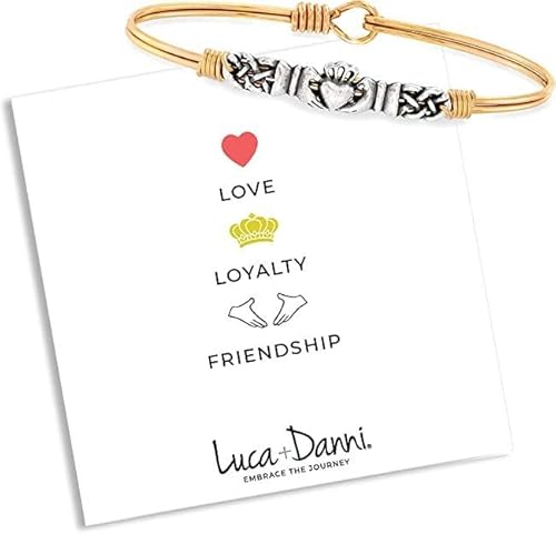 Luca + Danni Claddagh Bangle Bracelet, Irish Friendship Jewelry Gift For Women, Girls, Wear As Single Or For Stacking - Brass Tone Size Regular Made In Usa #TOP1