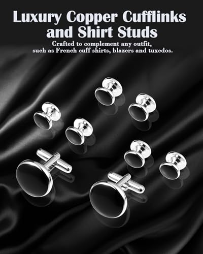 Image of Lictin Cufflinks for Men, Men's Tuxedo Studs and Cufflinks Set & Gift Box
