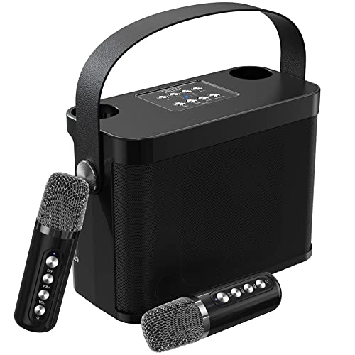 Karaoke Machine For Adults/Kids, Fullife 2023 Upgraded Portable Bluetooth Karaoke Speaker With 2 Wireless Microphones, Pa Speaker System With Carrying Handle, Echo/Vocal Cut For Meetings, Parties #TOP7