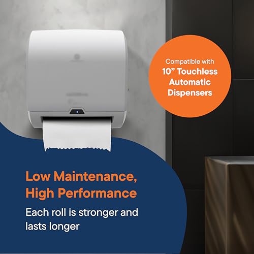 Industrial Paper Towels 10 x 800 White Roll Towels High Capacity Premium Quality (TAD Fabric Cloth Like Texture) Fits Touchless Automatic Commercial Towel Dispenser (Packed 6 Rolls)