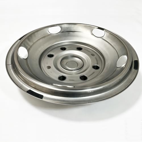 Image of 4pcs 19.5 inch Front Rear Polished Stainless Steel Dually Wheel Simulators,8 Lug 5 Hand Hole Bolt On Hub Caps,Skins Liners Wheel Covers w /Installation Tools for 1999-2004 Ford F450 F550 Super Duty C19F8