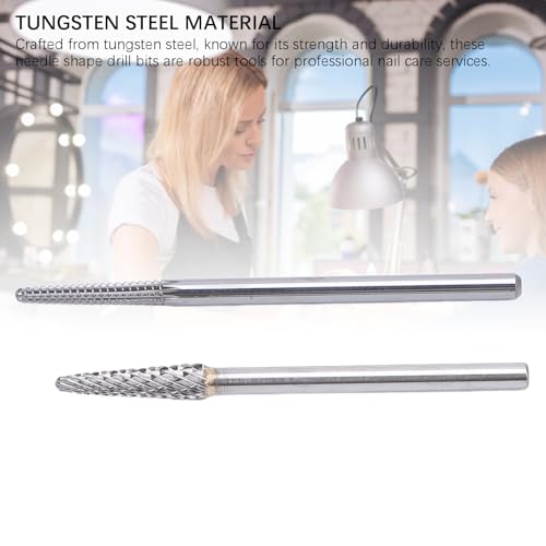 Dioche Tungsten Steel Nail Drill Bits, 2 Pcs Nail Art Tools Safety Nail Cuticle Cleaner Bits for Manicure Machine