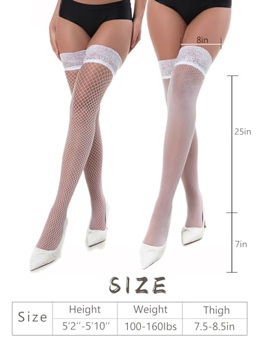 Image of SOUTHRO Fishnet Thigh High Stockings for Women 2 Pairs, Lace Top Stay Up | 2 Styles in 1 Pack: Medium & Fine Mesh; Soft Nylon, Non-Slip Silicone Band; Garter Belt Compatible for Lingerie & Cosplay