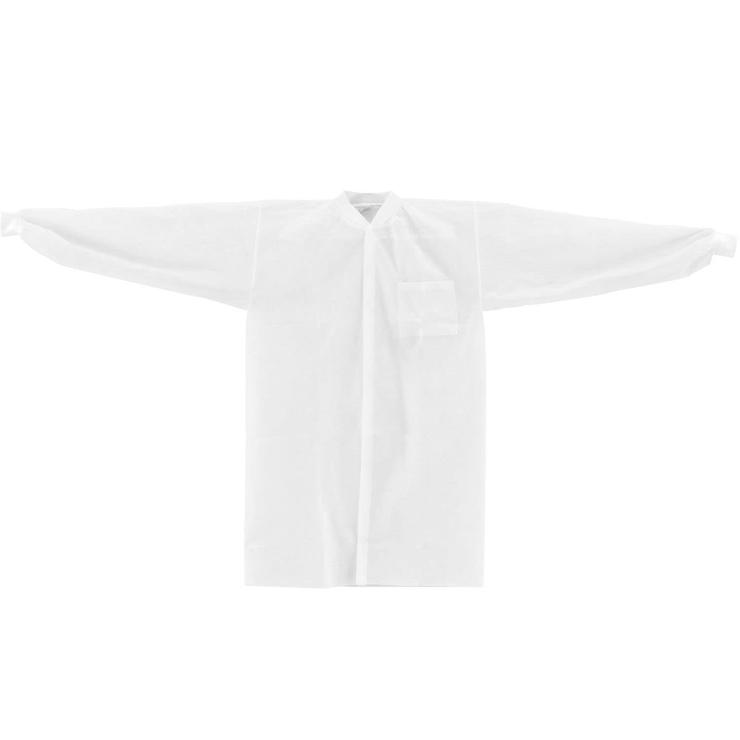 Disposable Polypropylene Lab Coat Knit Wrist Collar Snap Closure Med 25/Case by Global Industrial – Medium, Polypropylene, White, Model KC-PP-40G-LC-K-M