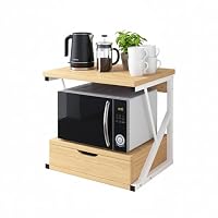 Wintem - Moderner Küchenschrank für Mikrowelle mit platzsparender Schublade und Ablage aus Holz und Stahl für Mikrowelle, Heißluftfritteuse und Küchenregal