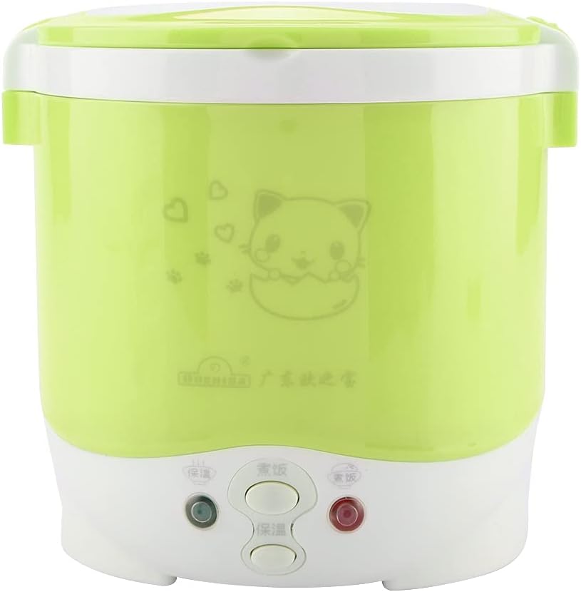 Fdit Rice Cooker, 12V 100W 1L Electric Portable Multifunctional Rice Cooker Suitable for Car Food Steamer (Green)