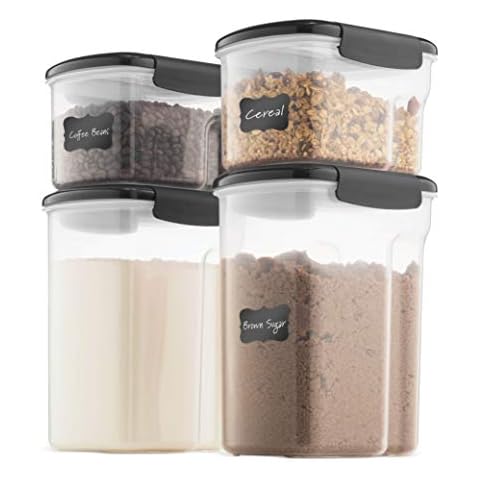 FineDine Airtight Food-Storage Containers With Lids BPA-Free Plastic Kitchen Pantry - Dry-Food-Storage Containers Set For Flour, Cereal, Sugar, Coffee, Rice, Nuts, Snacks Etc. (Gray) Cover