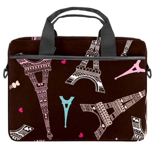 Sacoche ordinateur 13-14.5 pouces antichoc à bandoulière motif Tour Eiffel coloré
