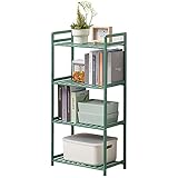 IOTXY Adjustable Multifunctional Shelving Unit - Medium 4-Tier Bamboo Freestanding Shelf, Kitchen Organizer, Bathroom Towel Storage Shelves, Entryway Shoe Rack, Living Room Open Bookshelf, Light Green