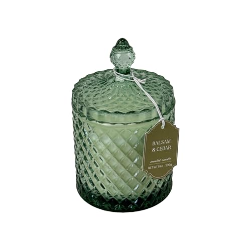 Balsam & Cedar Scented Candle 14 oz &ndash; CW Studio Evergreen Woodsy Forest Aroma in Glass Jar with Lid, 40-50 Hour Burn &ndash; Cozy Cabin Candle, Birthday & Holiday Gift for Men & Women