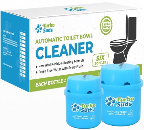 Turbo Suds Ultra-Long Lasting Toilet Bowl Cleaners – 6 Pack Automatic Toilet Tank Cleaning Bottles Tablets, Long-Lasting Stain & Odor Control, Septic-Safe, Blue Water, Fresh Scent
