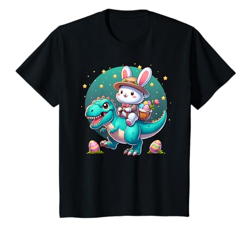 Niños Caza de huevos de conejo de Pascua de dinosaurio T-Rex para niños y niñas Camiseta