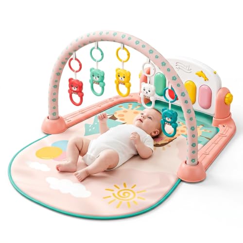 Baybee Baby Piano Gym Play Mat for Newborn Babies | Kick & Play Musical Activity Gym with 5 Sensory Hanging Toys Tummy Time Mat Infant Learning Playmat for Boys Girls 0-12 Months