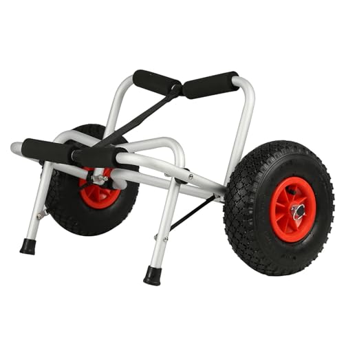JF HOME BLISS 100Kg Foldable Kayak Trolley Cart Carrier Pneumatic Tyres Canoe Boat Transport Board