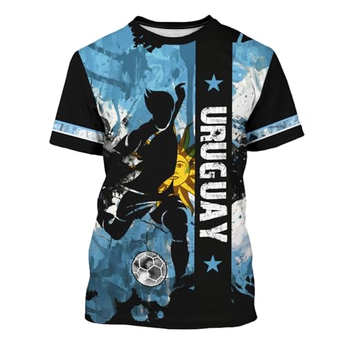 Gukefun Uruguay Jersey Men Soccer Training T-Shirt Short Sleeve Athletic Tee Breathable Jersey for Gym & Running